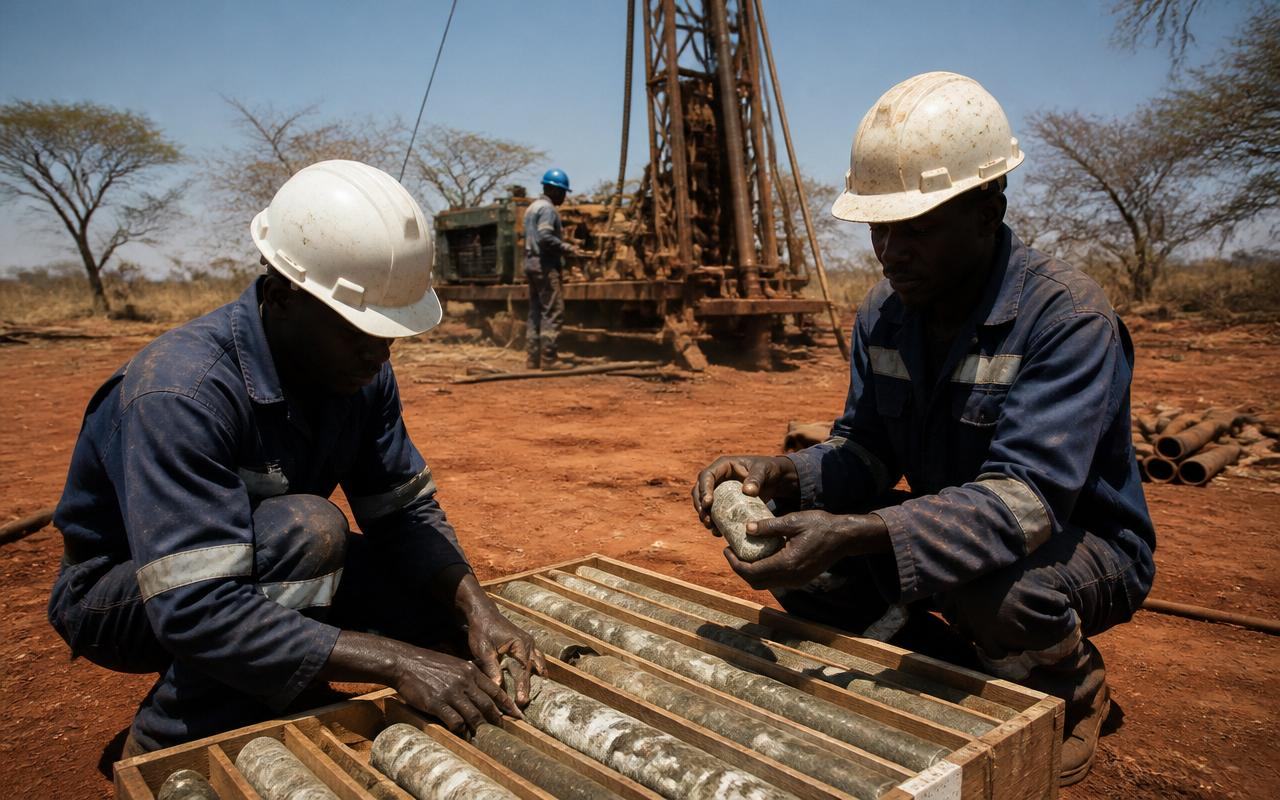 Drill rig at an exploration site in northern Uganda
