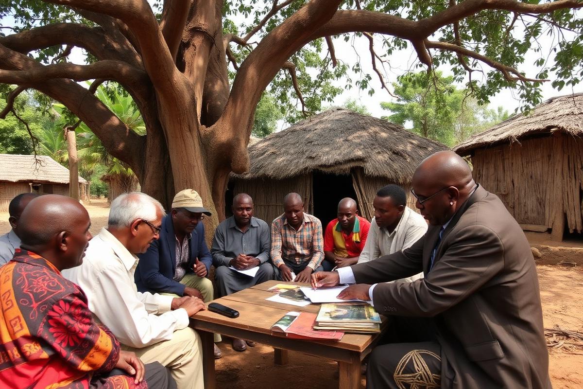 Village community meeting in Busia where a community development agreement is signed