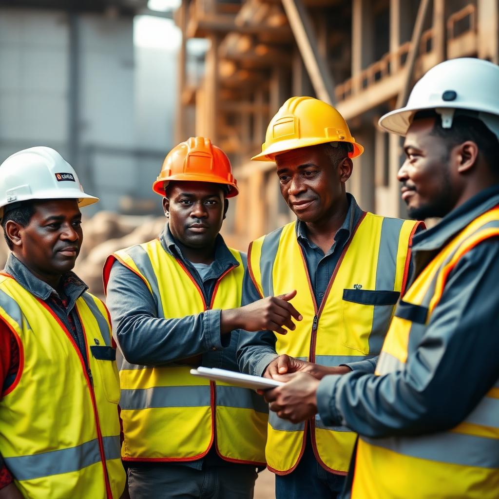 Burlcore Mining workers and engineers collaborating at a Ugandan mine site