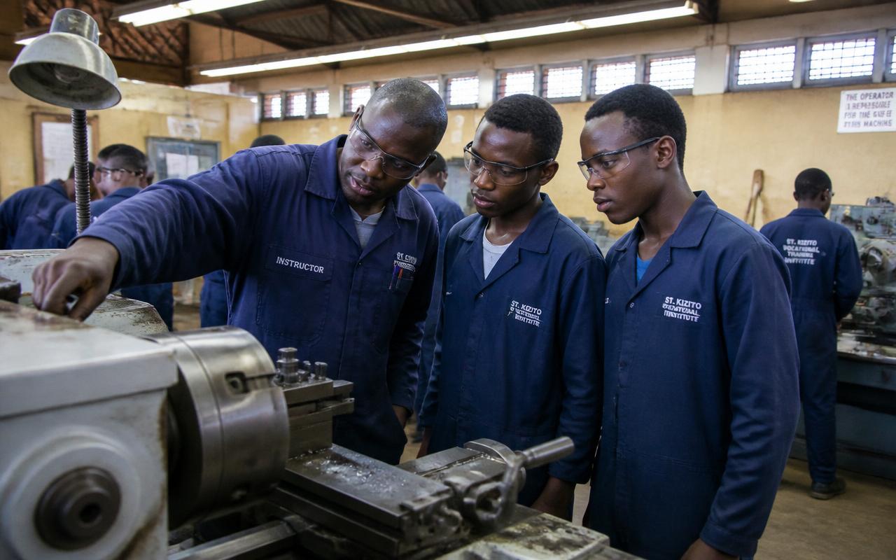 Trainees at a technical institute supported by Hima Cement