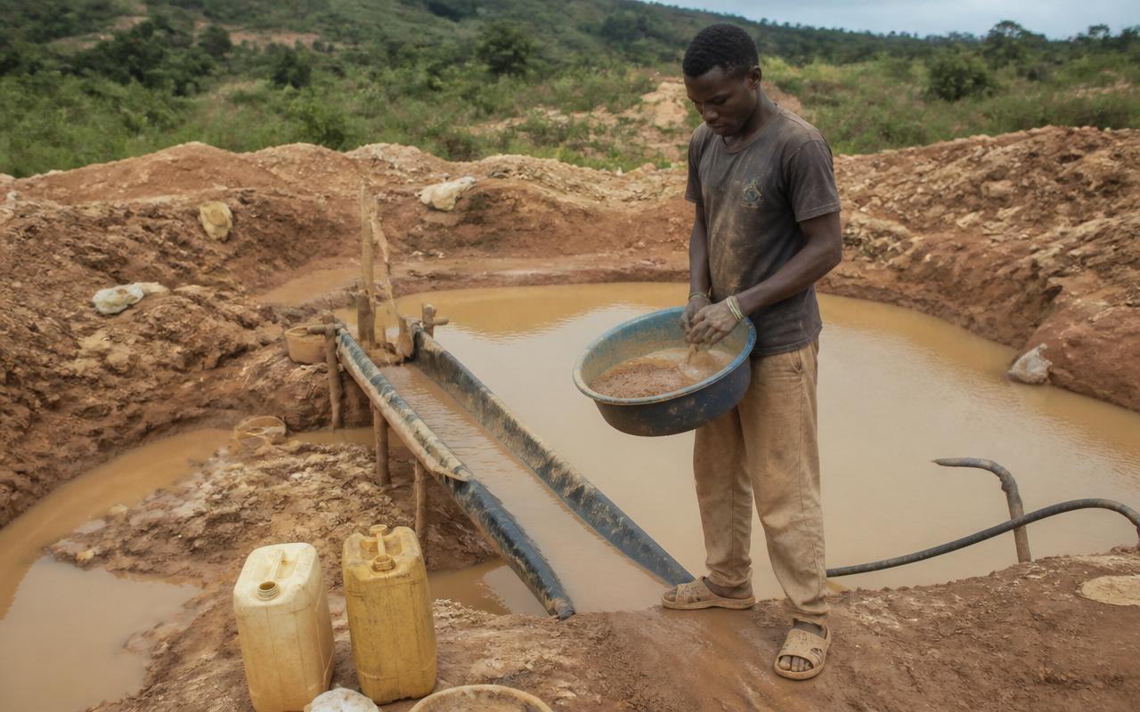 Artisanal gold processing site in central Uganda
