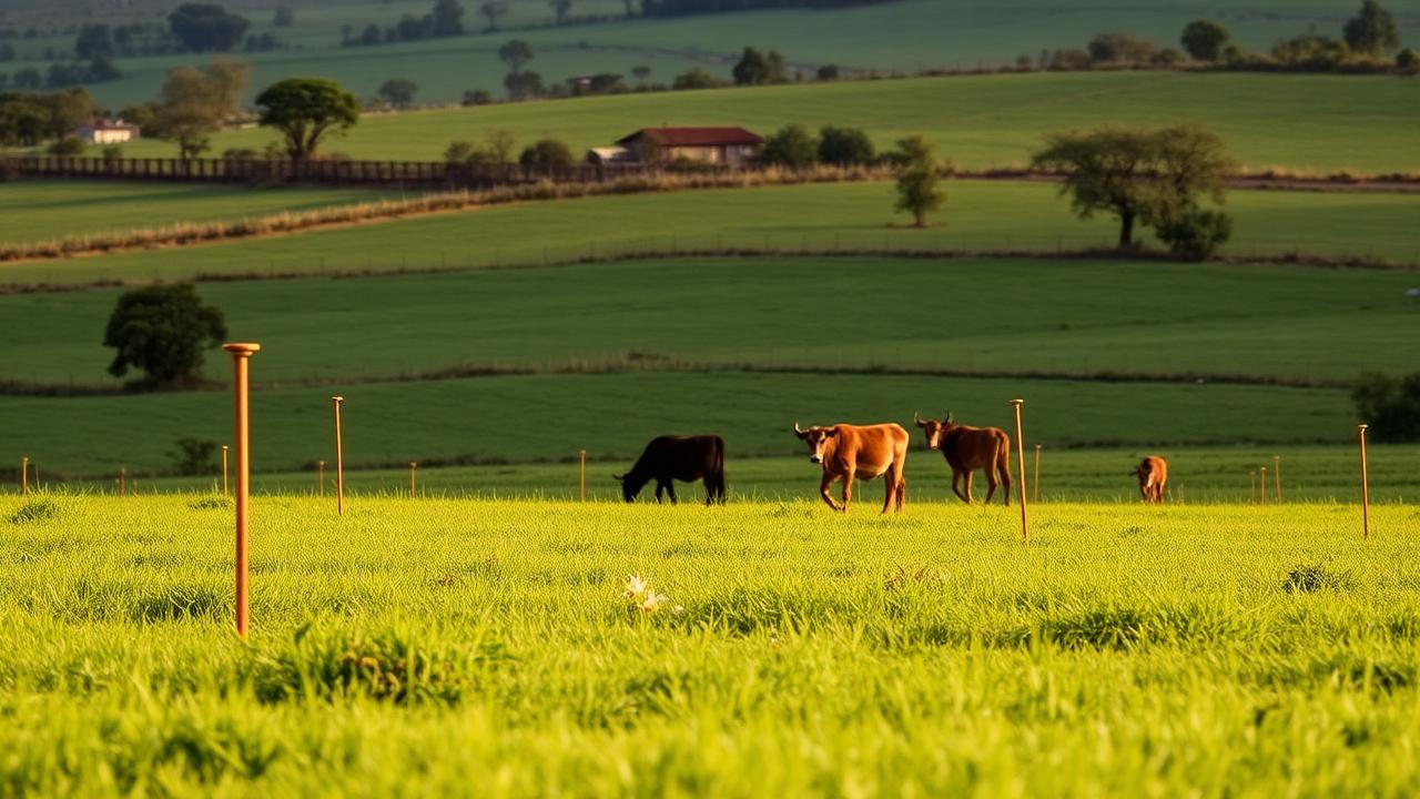 Survey pegs in grazing land at the contested Njeru Stock Farm